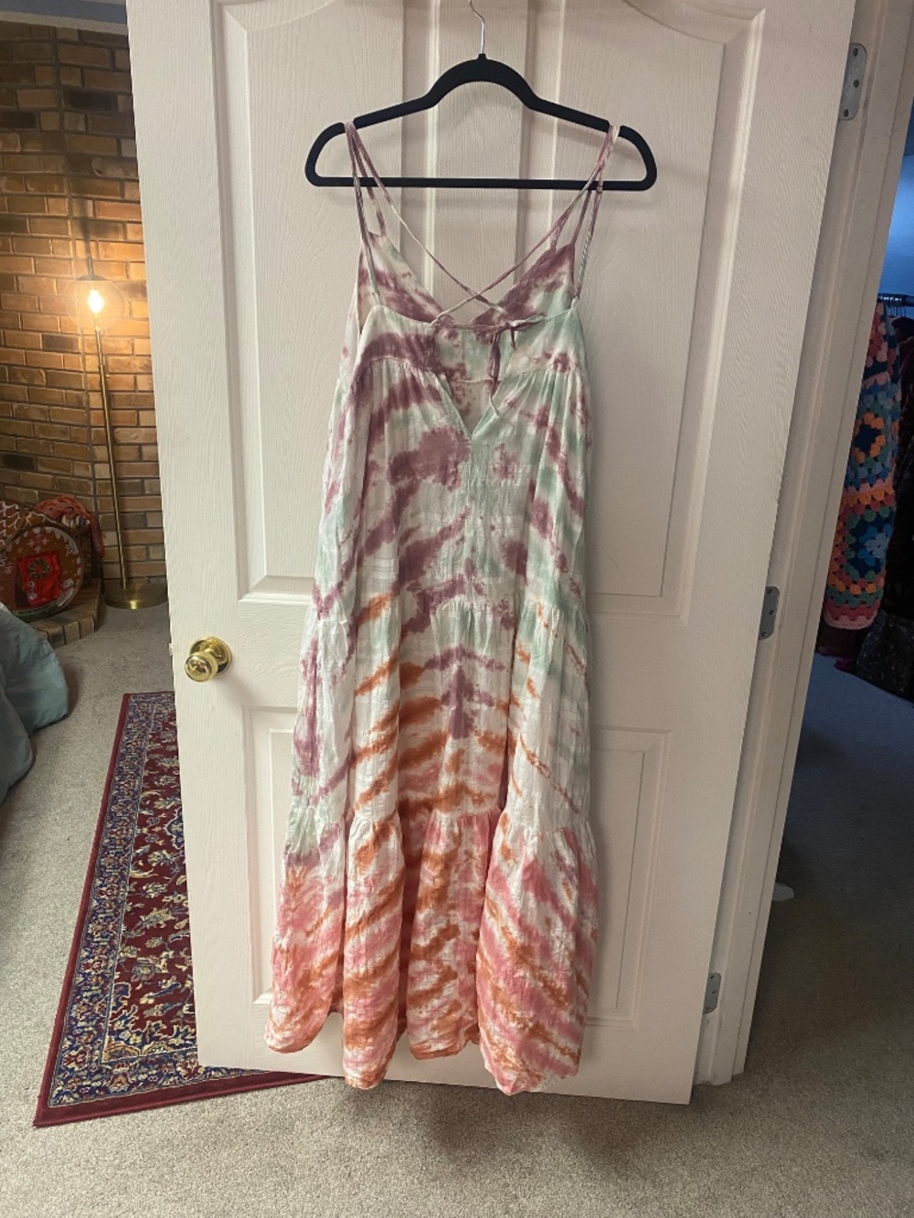 Young Broke & Fabulous Patio Tie Dye Maxi Dress L - Picture 3 of 4